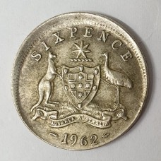 AUSTRALIA 1962 . SIXPENCE . MIS-STRIKE  . OFF CENTRE